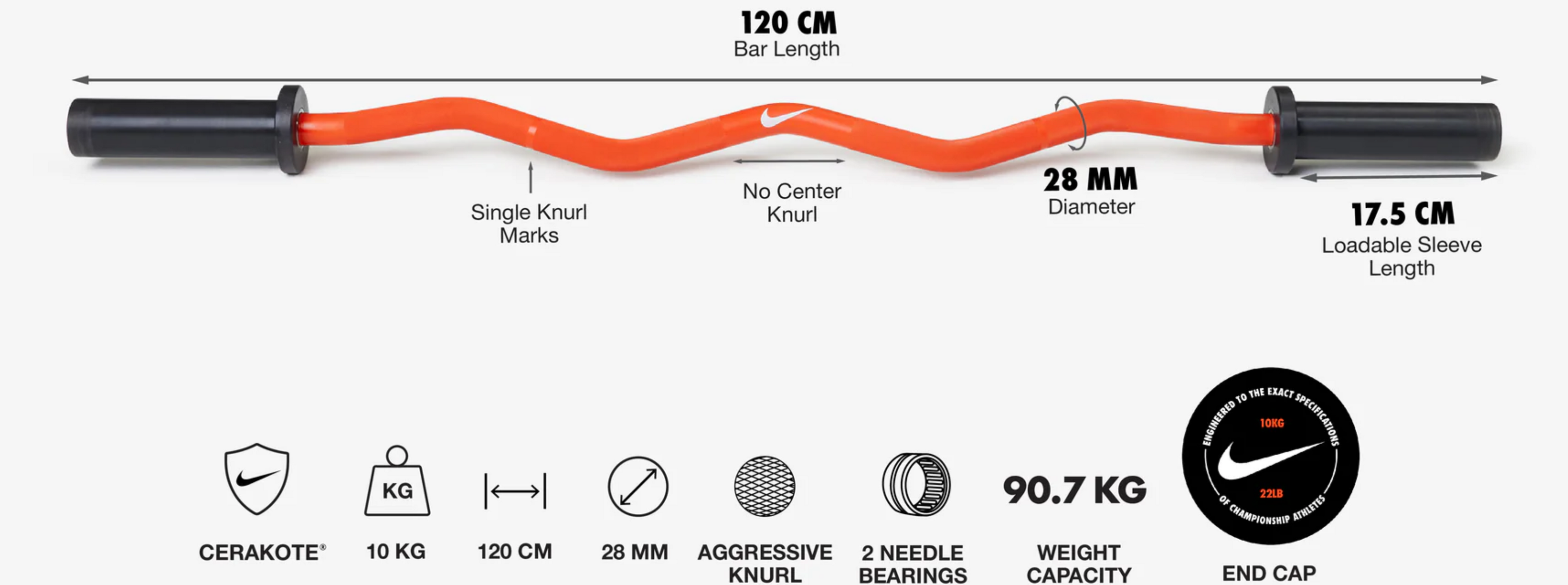 Nike Shield Curl Bar - 10kg